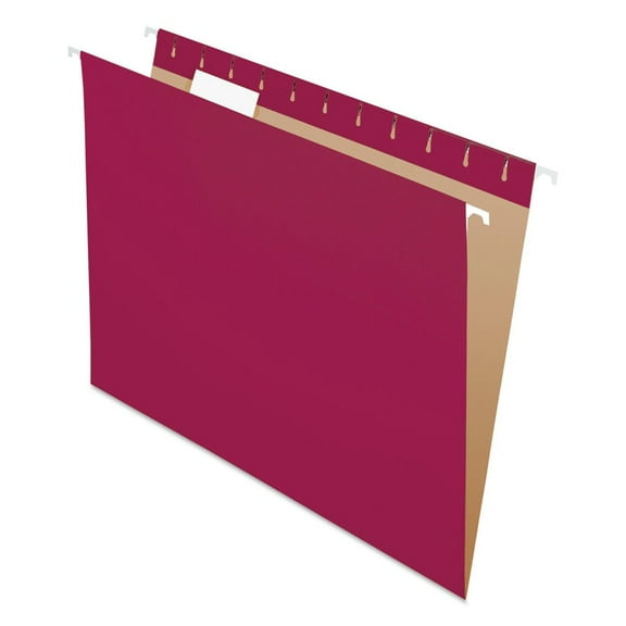 Pendaflex Essentials Colored Hanging Folders 1/5 Tab Letter Burgundy 25/Box 81613