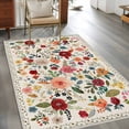 thumbnail image 3 of Watercolor Flowers Kitchen Runner Rug 2.7x5 Washable Runners for Hallway Non Slip Rustic Spring Floral Botanical Beige Large Area Rug Indoor Floor Carpet for Bathroom Laundry Entryway Bedroom, 3 of 8