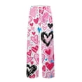 thumbnail image 5 of LWavelet Mens Heart Print Lounge Pants Elastic Waist Soft Sleep Pants Pink M, 5 of 6