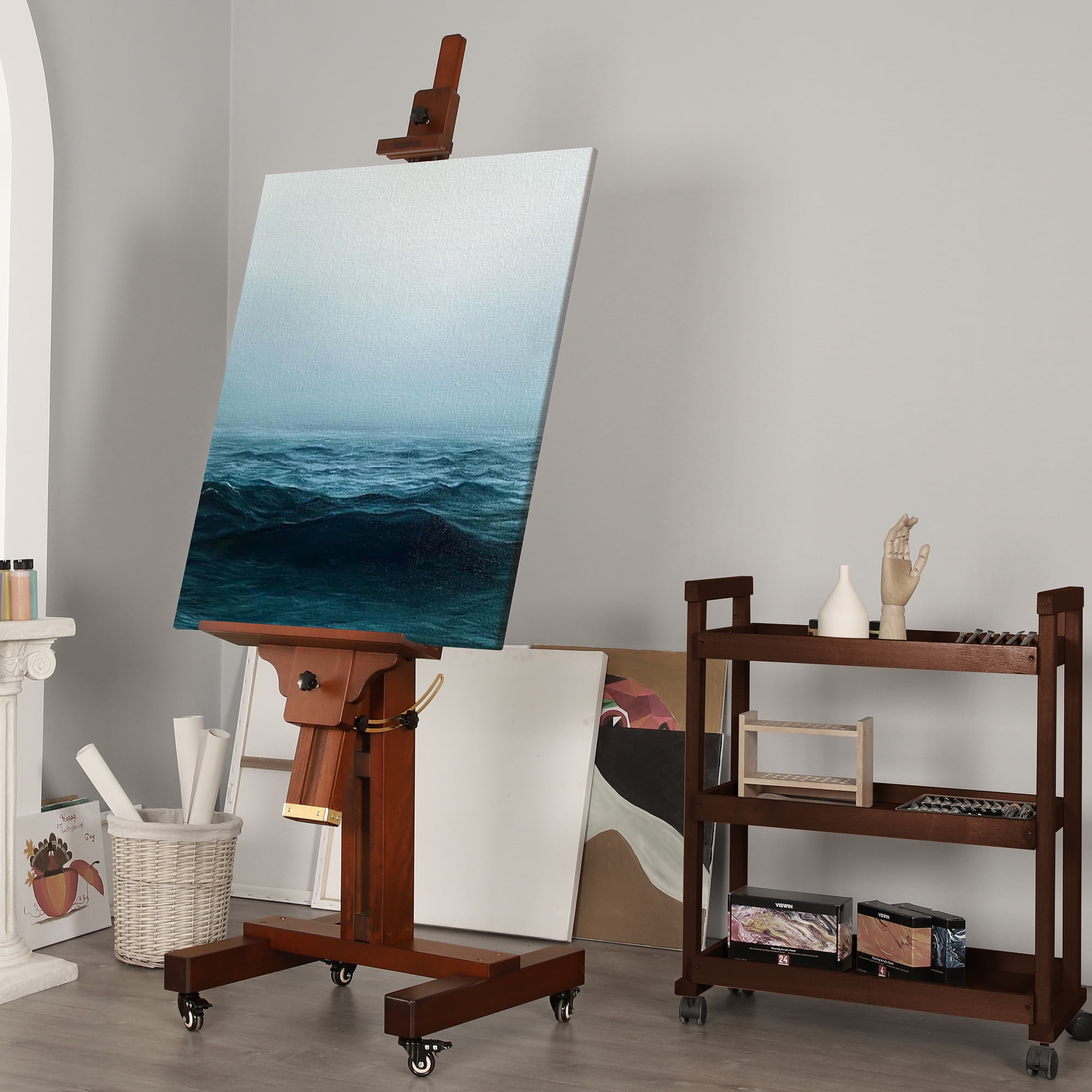 VISWIN Extra-Large Studio Easel, Hold Canvas to 71", Tilts Flat