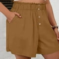 thumbnail image 6 of LOVZFMLL Women's Shorts for Casual Loose Fit Summer Beach Shorts Wide Leg Elastic Waist with Pockets 2025 Trendy Clothes Khaki L, 6 of 9