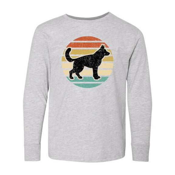 Inktastic German Shepherd Silhouette Vintage Retro Long Sleeve Youth T-Shirt