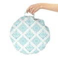 thumbnail image 2 of Floral Round Floor Cushion with Handle, Illustration Monochrome Modern Damask Style Classic Motif on Plain Backdrop, Pillow for Living Room & Dorms, 18" Round, Sea Blue and White, by Ambesonne, 2 of 4