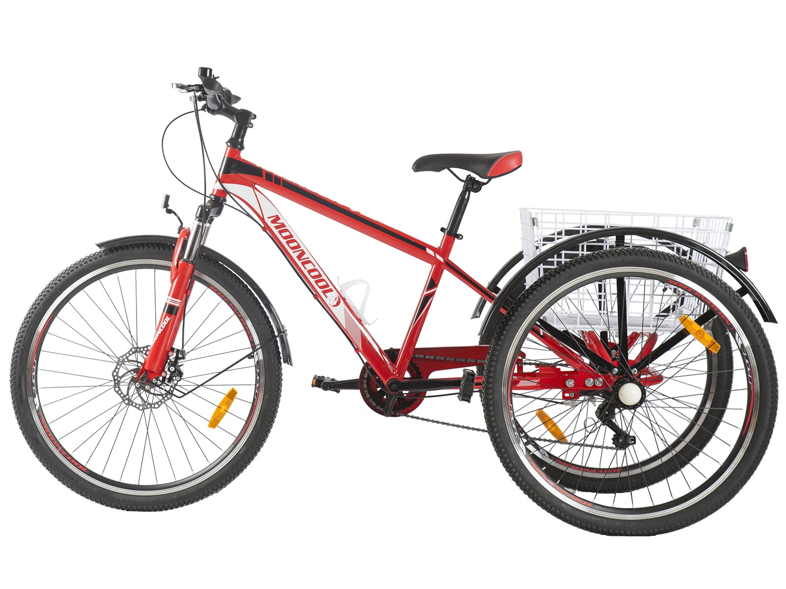 MOONCOOL 24 Inch Adult Mountain Bike 7 Speed 3 Wheel Bike Mountain Tricycle Cruiser Trike with 