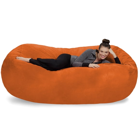 Sofa Sack Bean Bag Chair, Memory Foam Lounger with Microsuede Cover, Kids, Adults, 7.5 ft, Tangerine