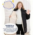 thumbnail image 4 of Aideaone Girls Winter Coats Hooded Puffer Jackets Medium Length Down-like Cotton Coats Snow Outwear 5-12Y, 4 of 9