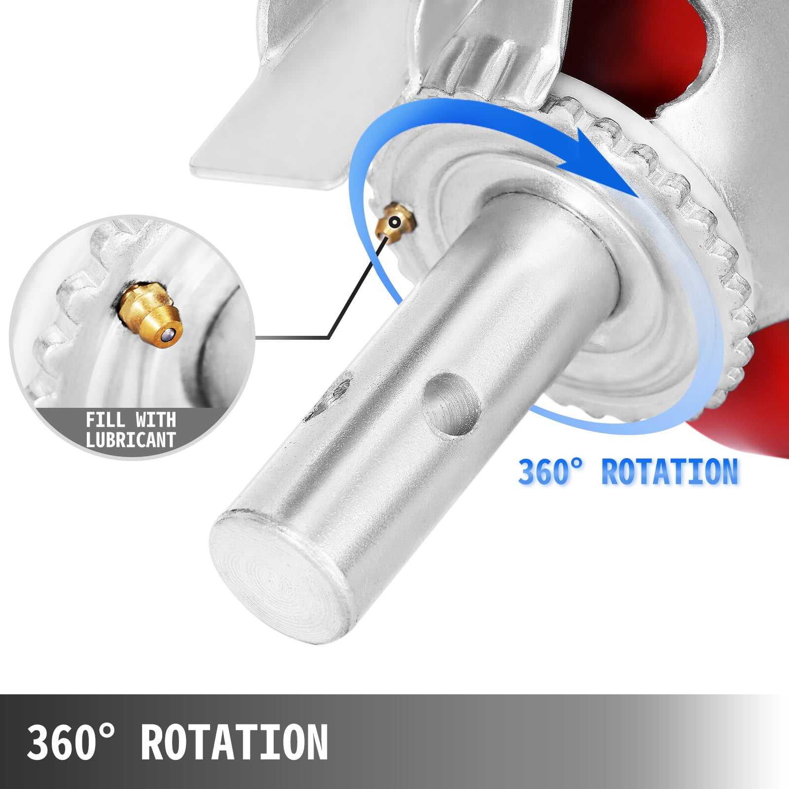 VEVOR 4 Pack 8" Scaffold Casters, Casters Wheels Set, Heavy Duty 4400LBS Per Set- Locking Stem Casters with Brake, Red