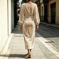 thumbnail image 4 of Sentmoon Woman Dresses Solid Color Long Sleeve Tennis Dresses for Women Relaxed Fit Beach Dress for Night Out and Club, 4 of 5