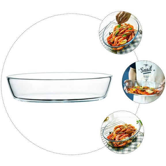 STOBOK Elegant Large Oval Glass Baking Dish Baking Dish Oval Microwave Oven Safe 1600ml Plate