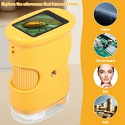 Rechargeable 1000X Handheld Kids Microscope 2 Inch IPS Screen - Ideal Present for 4 to 7 Years Old Children (Yellow)