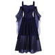 thumbnail image 2 of Vestido con tirantes finos, escote en V y mangas de mariposa con cordones para mujer - Vestido midi evasé para fiesta/playa - Poliéster, diseño estampado, L-XXXXL, 2 of 2