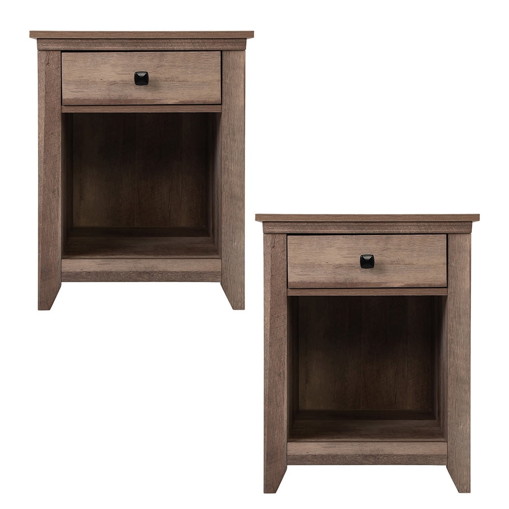 Kadyn Bedside Cabinets with Drawers for Nursery, Closet, Retro Nightstand End Table Bedside Table for Sofa Couch, Small Spaces Bedside Cupboard for College Dorm, Light Brown-2PCS