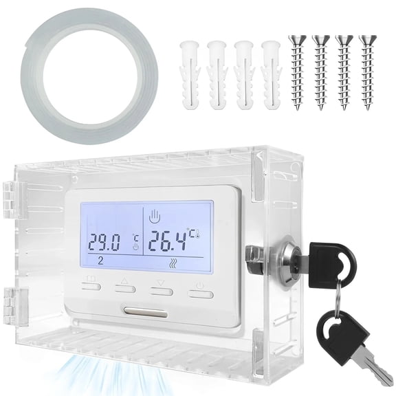 Upgraded Thermostat Lock Box with Key, Fits Thermostats 7.3" × 4.7" or Smaller, Large Thermostat Cover for Thermostats & Sprinkler Controllers