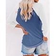 thumbnail image 3 of SUCS Women's Casual T-Shirts 3/4 Sleeve Color Block Cute Tops Comfy Blouses Long Sleeved Daily Top, 3 of 4