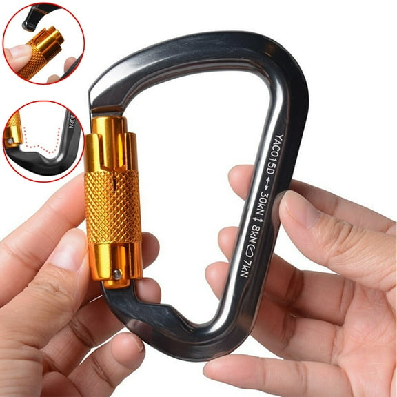 2WIN2BUY 1 Pack Auto Locking Carabiner,30KN Heavy Duty Large Clip Climbing Carabiner,Aluminum Twist Lock Carabiners for Rock Climbing,Camping,Rescue (CE Rated,D Shape)