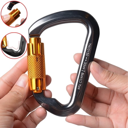 2WIN2BUY 2 Packs Auto Locking Carabiner 30KN Heavy Duty Large Clip Climbing Carabiner Aluminum Twist Lock Carabiners for Rock Climbing Camping Rescue (CE Rated D Shape)