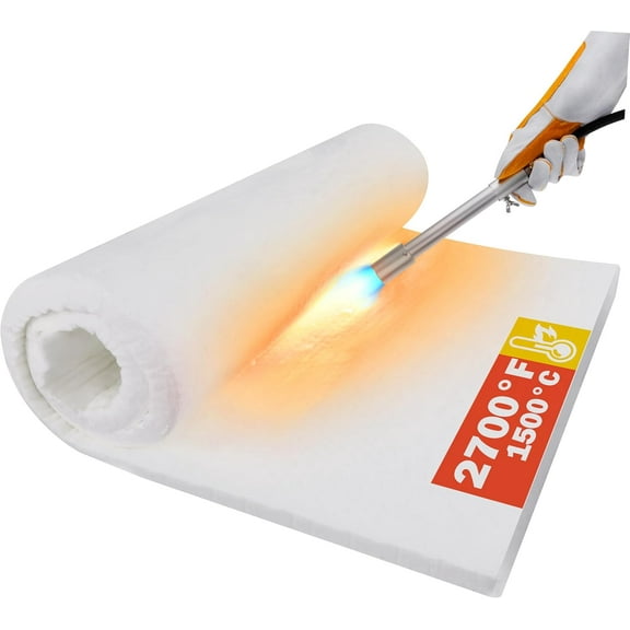 Ceramic Fiber Insulation, 60"x24"x1"Thick, 2600F Fireproof Insulation Blanket for Wood Stove Baffle, Fireplace, Pellet Stove, Chimney, Furnace, Boiler, Pizza Ovens and Forge