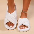 thumbnail image 5 of Zapatillas de casa con banda cruzada de pana a la moda para mujer, chanclas de felpa cálidas para otoño e invierno, zapatillas de algodón de suela blanda para dormitorio interior para mujer, 5 of 5