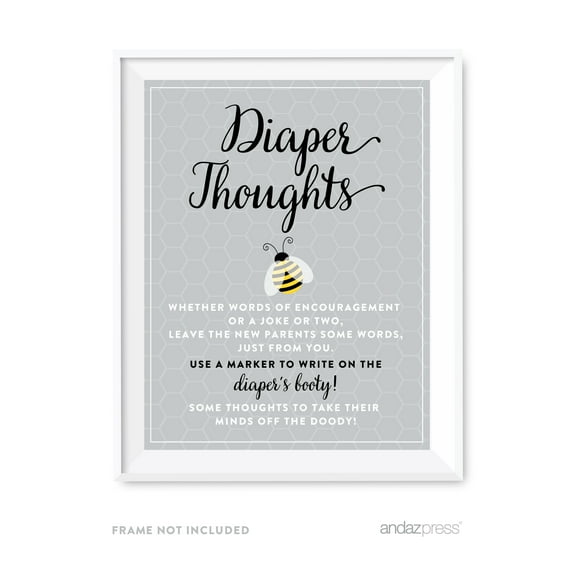 Diaper Thoughts Mama to Bee Bumblebee Gender Neutral Baby Shower Game Diaper Thoughts Party Sign