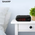 Sharp Dual Powered Digital Alarm Clock with Battery Backup, Black Case