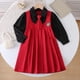 thumbnail image 5 of Conjunto de falda para niña, temporada escolar abierta, estilo universitario, vestido con cuello, falda plisada, conjunto de falda, vestido de poliéster para niña, 5 of 9