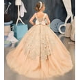 thumbnail image 2 of Drtj Girls' Lace Applique Flower Girl Dress for Wedding Elegant Sleeveless Ball Gown with Tulle Skirt Lace-Up Back Ages 2-16, 2 of 5
