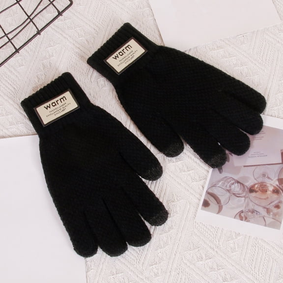 Dyfzdhu Men Women Ski Mittens Winter Keep Warm Knitting Windproof Waterproof Golves Outdoor Riding Mittens Black