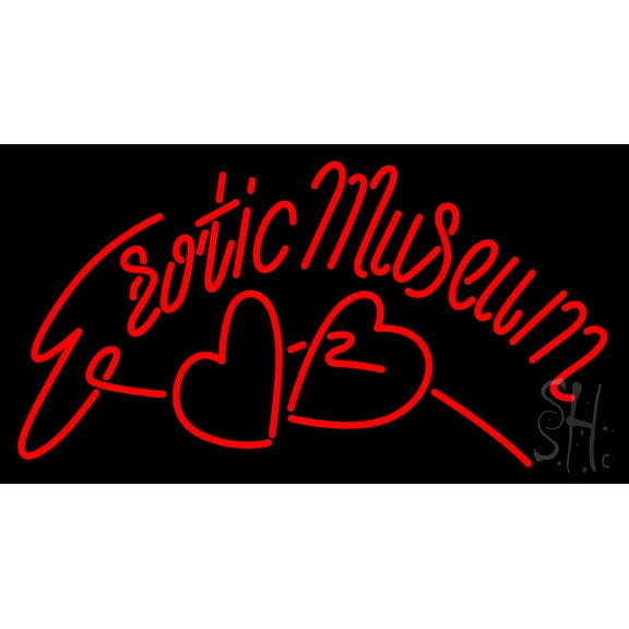 Erotic Museum LED Neon Sign 20" Tall x 37" Wide - inches, Black Square Cut Acrylic Backing, with Dimmer - Premium built indoor Sign for Wedding Dcor.
