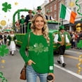 thumbnail image 5 of St. Patrick's Day T-Shirt for Women Glitter Shamrock Graphic Crewneck Long Sleeve Slim Fit Festive Top Saint Paddy's Day Party Celebration Clothes, 5 of 5