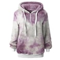 thumbnail image 7 of fartey Sherpa Sweatshirt for Women Print Fleece Quarter Zip Pullover Hoodies Long Sleeve Fuzzy Tie Dye Hooded Sweatshirt with Pockets, 7 of 7
