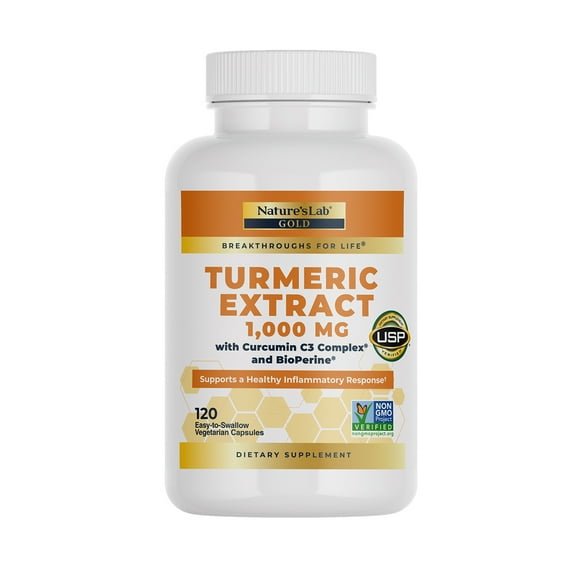 Nature's Lab Turmeric Curcumin C3 Complex 1000mg - 120 Capsules (60 Day Supply) - Turmeric Extract 1000mg & BioPerine 5mg Standardized to 95%, Promotes Cardiovascular, Immune, Joint, Skin Health*