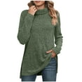 thumbnail image 2 of RYDCOT Fall Winter Tops for Women Tunic Tops Turtleneck Long Sleeve Side Split High Low Lightweight Sweaters Knit Tops for Women Basic Shirts Clearance, 2 of 8