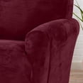 thumbnail image 2 of Great Bay Home Stretch Velvet-Plush Washable Loveseat Slipcover  (Loveseat, Zinfandel Red), 2 of 3