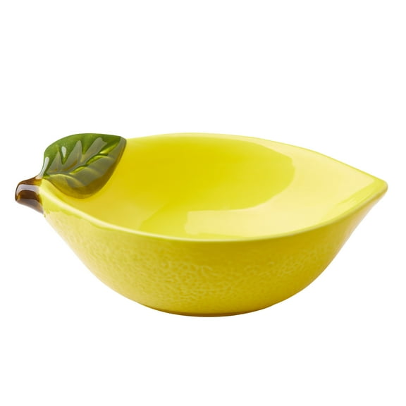Mainstays Yellow Ceramic Lemon Bowl, 8.07" L x 5.51" W x 2.75" H