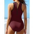thumbnail image 4 of Sociala Hig Neck Monkini Swimwear for Womens Zipper One Piece Bath Suit, 4 of 5