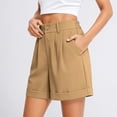 thumbnail image 5 of Aihuaihua Womens Shorts Dressy High Waisted Wide Leg Tailored Shorts Pleated Business Casual Work Trouser Shorts Khaki L, 5 of 7