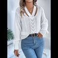 thumbnail image 4 of Suéter Informal de Cuello en V Ahuecado para Mujer, Suéter de Punto de Larga, Suéteres Superiores. L, 4 of 10