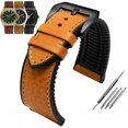 thumbnail image 3 of Correa de reloj de piel italiana + base de silicona de 20 mm, 22 mm y 24 mm para Omega Breitling Avenger, correa de caucho resistente al agua para hombre, 3 of 5