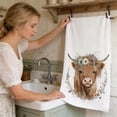 thumbnail image 3 of Lilixerw 2 Pcs Highland Cow Spring Kitchen Towels Absorbent Highland Cattle Dish Towels,25.9x17.7 inch Highland Cow Gifts Hand Towel for Farmhouse Kitchen Bathroom Decor, 3 of 6