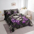 thumbnail image 2 of Homewish Hipple Halloween Skull 7pcs Queen Bedding,Purple Rose Flower Bedding Comforter Set Queen,Black Reversible, 2 of 8