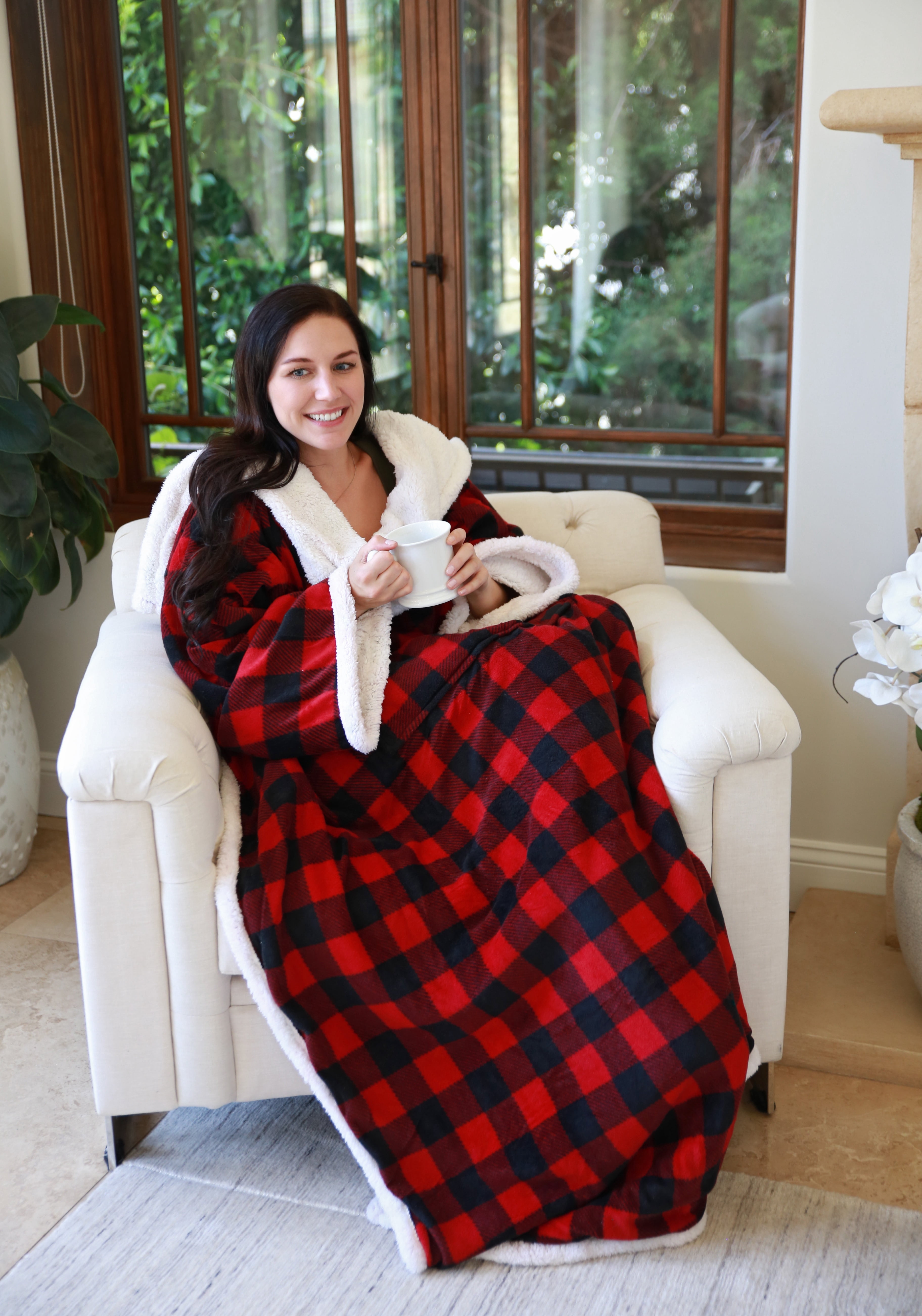 Catalonia Wearable TV Blanket with Sleeves Arms Warm Micro Plush Sherpa Fleece for Adult Large Wrap Throw Robe 72 x 55”