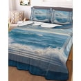 thumbnail image 2 of Coastal Summer Quilt Set Full Size, Soft Microfiber Quilted Bedding Set with 2 Pillow Shams, Window Nautical Beach Blue Seaside Lightweight All Season Bedspread Coverlet for Bedroom 78"x90", 2 of 6