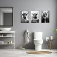 thumbnail image 2 of ZHONGYUTONG Funny Bathroom Animal Wall Art 3 Pieces Cute Highland Cow Reading Newspaper on Toilet Poster Black White Canvas Prints for Rustic Restroom Framed (11.00" x 14.00" x 3PCS), 2 of 7
