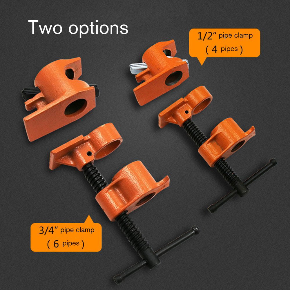 Heavy Duty 1/2" 3/4" Inch Woodworking Wood Gluing Pipe Clamp Clip Carpenter Tool 