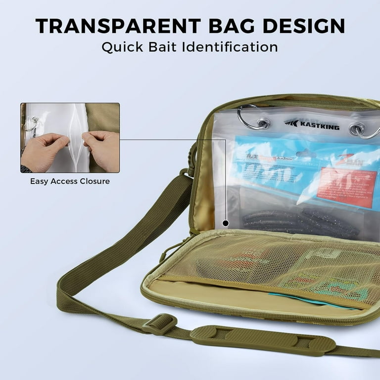 blue tackle bags with plastic zipper Large Soft Plastics Bag North Shore Fishing Company 13 Additional Exterior Pockets Includes 3 pockets sized for 3600 trays plus internal storage throughout Drift Tackle Sling - Blue