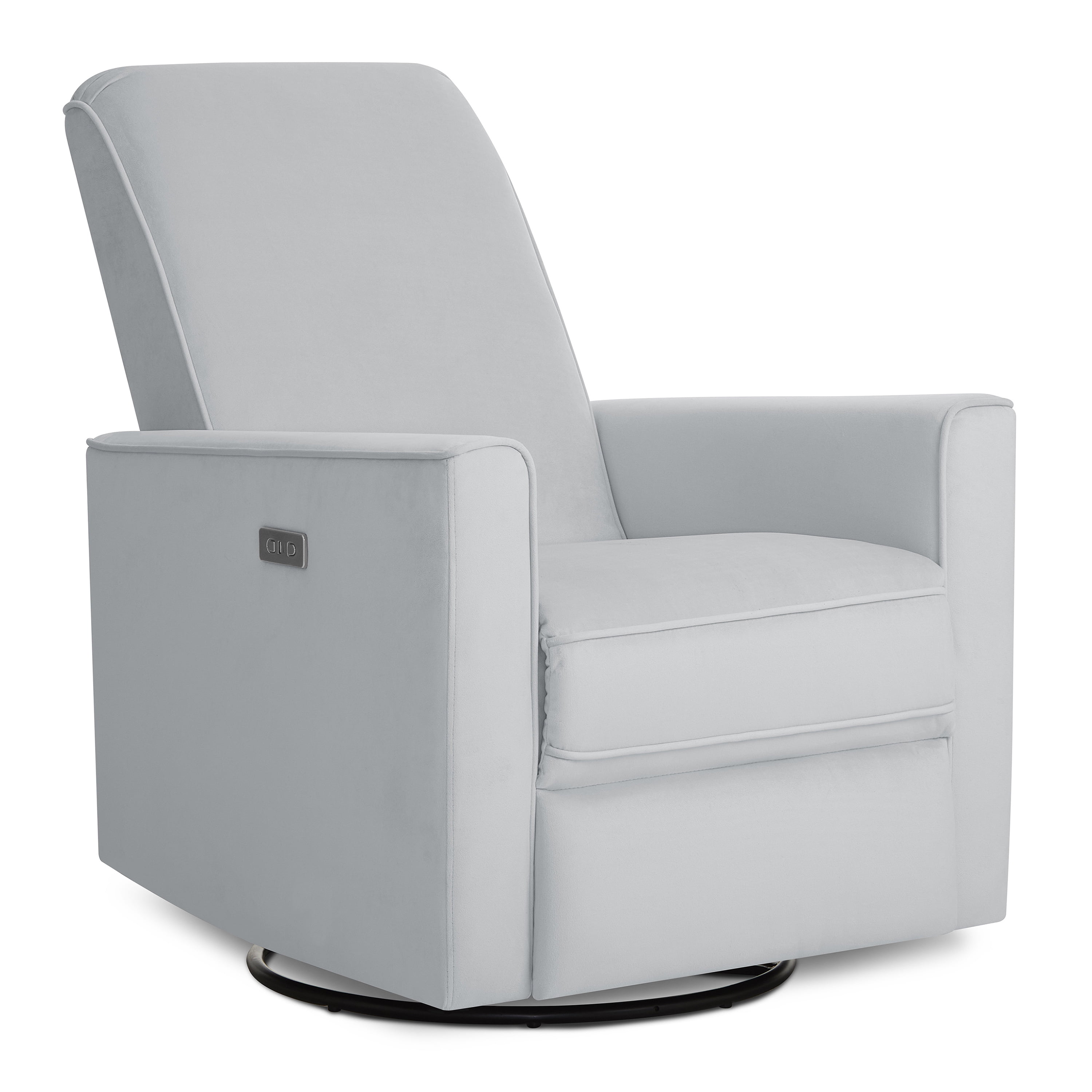Evolur Harlow Deluxe Upholstered Plush Seating Glider Swivel, Power Recliner with USB Port, Greenguard Gold Certified, Glider Chair for Nursery, Mystic Gray