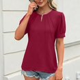 thumbnail image 6 of Mittory Womens Dressy Casual Tops Keyhole Business Work Blouses Pleated Puff Sleeve Summer Shirts, 6 of 8
