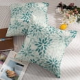 thumbnail image 6 of Teal Flower Pillow Covers 20x20 Set of 2 Summer Dahlia Floral Modern Geometric Floral Cream Outdoor Decorative Throw Pillows Farmhouse Pillowcases Linen Cushion Case Decor for Home Sofa Couch Bed, 6 of 6