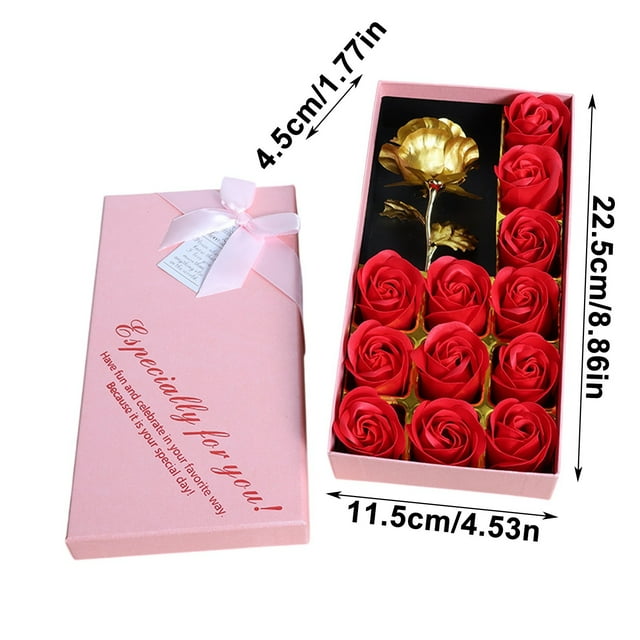 Décoration de la Saint-Valentin, Têtes de Roses en Savon Simulées pour la Saint-Valentin, Décoration Parfumée avec 12 Roses en Savon et une Rose