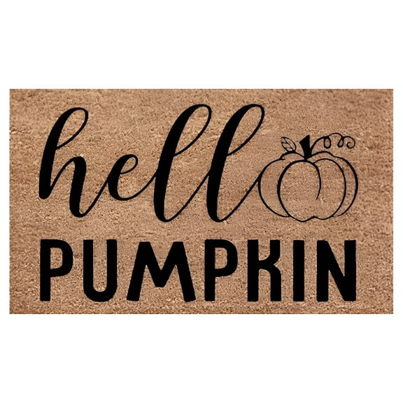 LAMIRO Hello Pumpkin Mat Halloween Door Mat Home Decorations,Non-Slip Pumpkin Welcome Doormat for Front Door,Indoor Outdoor Fall Rug for Home Kitchen Floor Halloween Decor 16 X 24",Khaki